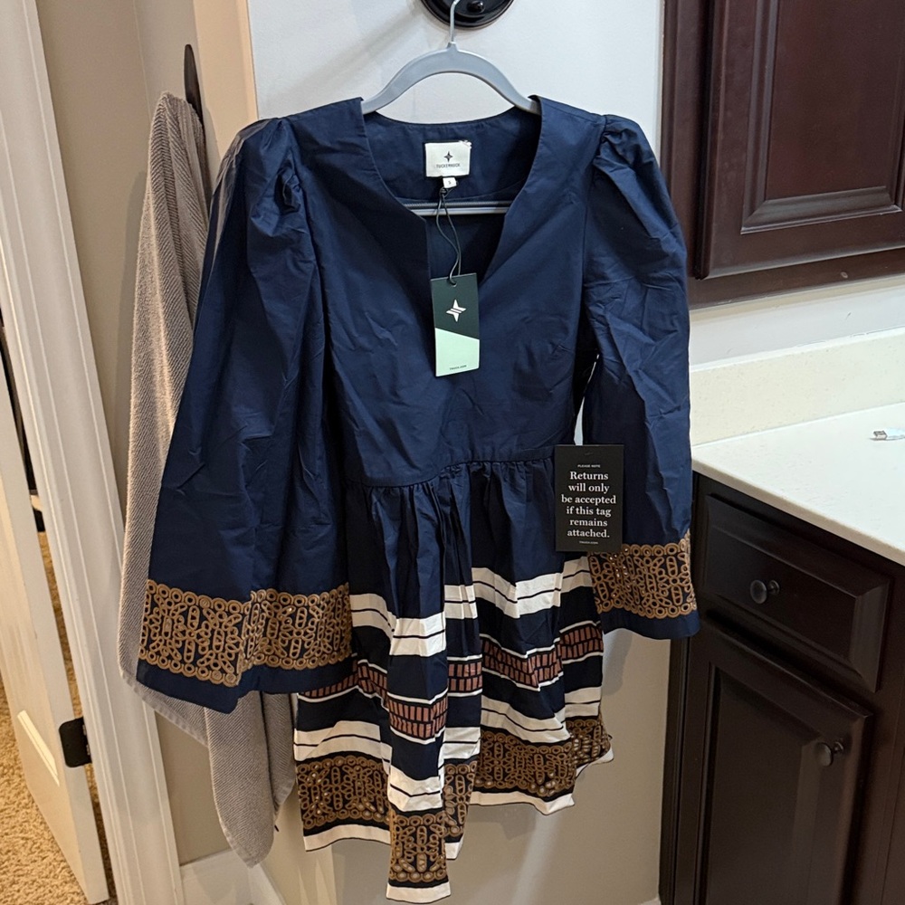 Tuckernuck Navy and Brown Mini Dress